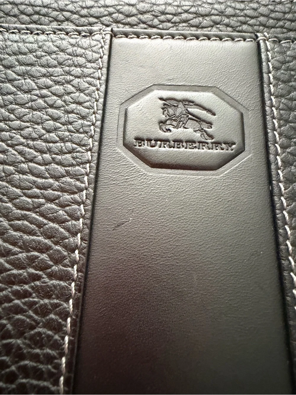 Burberry London Black Pebbled Leather Wristlet Clutch Pouch Bag Nova Check